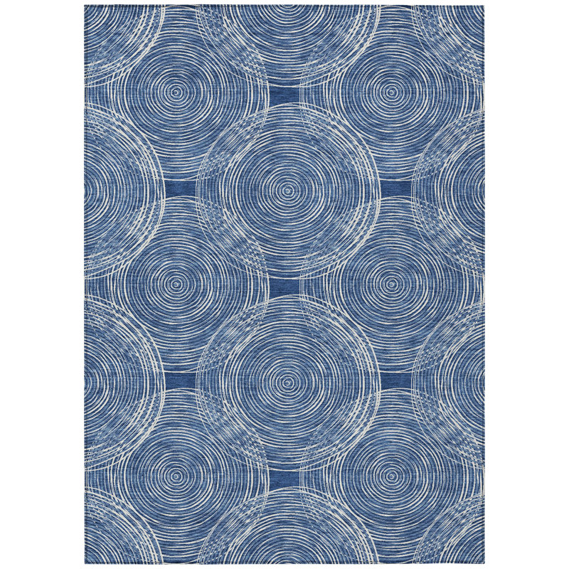 Machine Washable Indoor/Outdoor Chantille ACN2534 Geometric Rug, Navy, Rectangle 2'6" x 3'10"