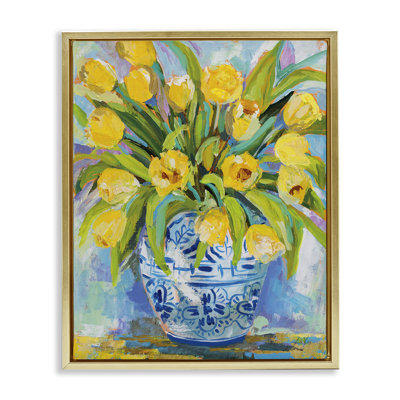 Expressive Yellow Tulips in Vase