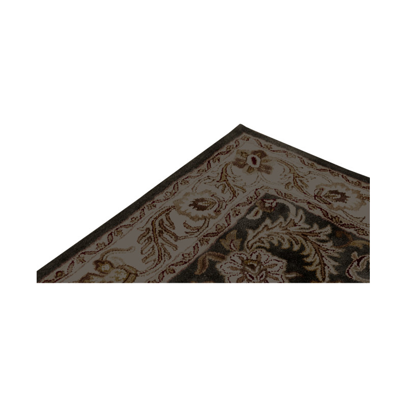Tapis brun / ivoire / noir noué à la main de haute qualité