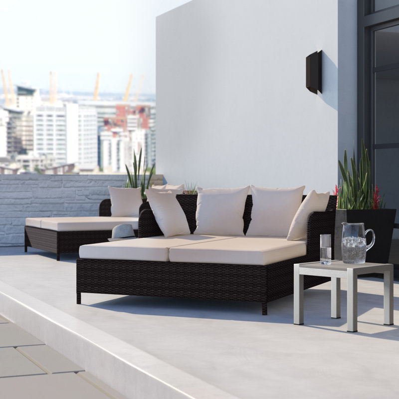 Andromeda Outdoor Chaise Lounge, Brown/Sand
