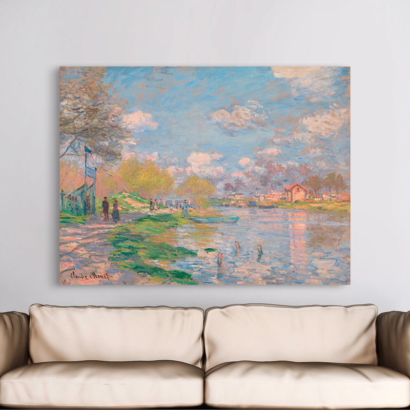 Spring By The Seine by Claude Monet - Wrapped Canvas Art Prints, 60cm H x 80cm W x 4cm D