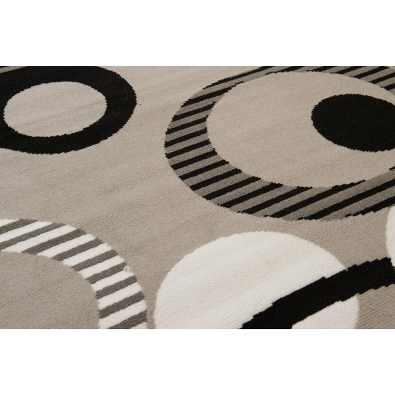 Tapis argenté / noir Gober, Tapis de couloir 2 pi 3 po x 7 pi 2 po