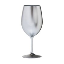 Modern Silver Metal Reflective Stem Design Gradient Stemmed Wine Glass Set  of 4