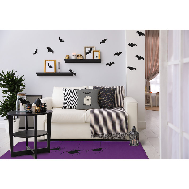Tapis rectangulaire en chenille tissé à la machine en améthyste Dennies, Rectangle 3 pi x 5 pi