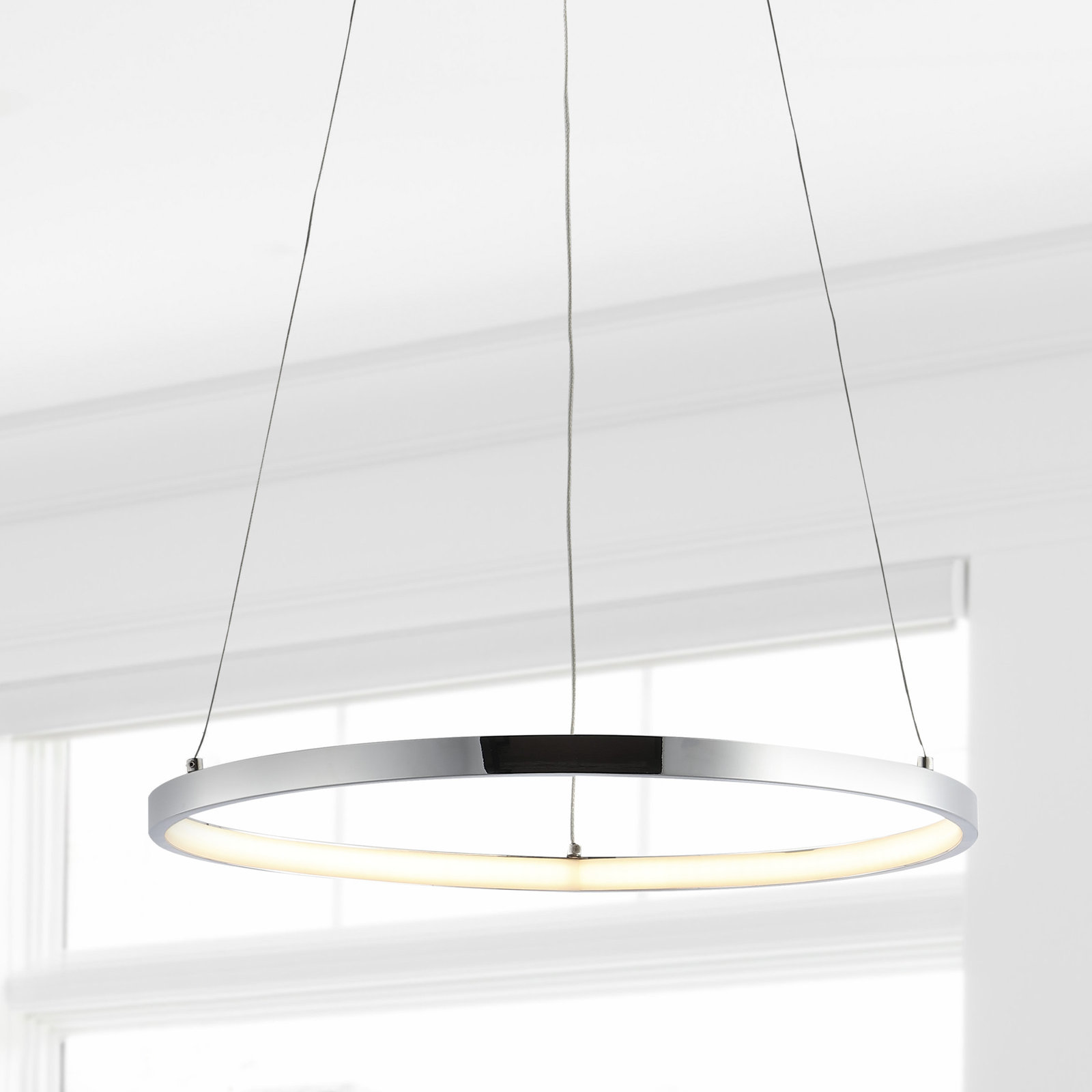 Odin Single Light Dimmable LED Pendant, Chrome, 0.75" H x 15.75" W x 15.75" D