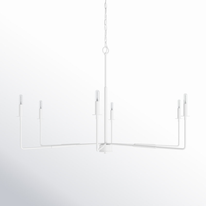 Bisque White 6-Light Transitional Metal Chandelier