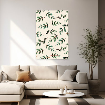 Watercolor Evergreen Pattern Minimalist Rustic Abstract Fir Pine Forest Nature Wall Art Print 1 Piece Wrapped Canvas Wall Art