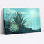 Agave bleue et plantes grasses avec contours dorés et art mural sur toile-133551335
