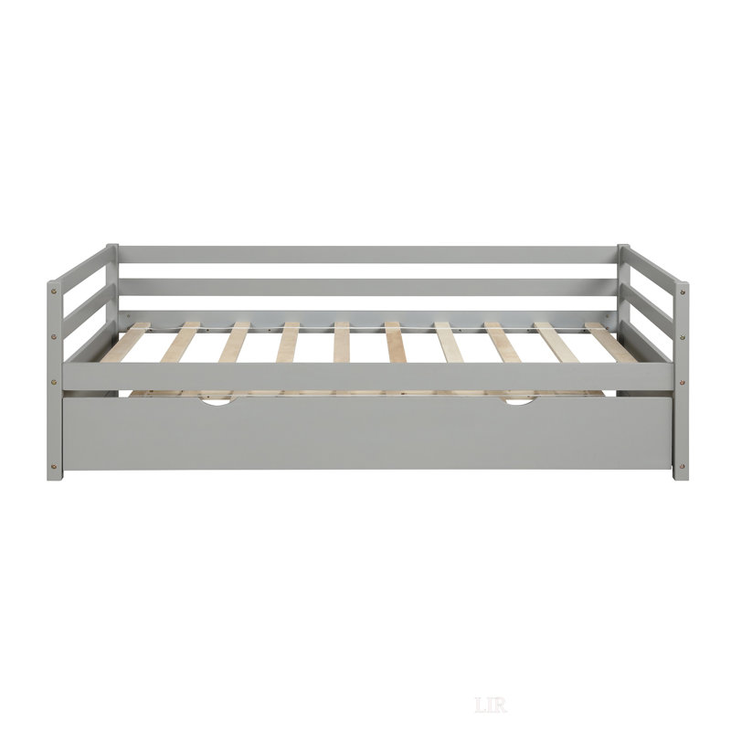 Lit de jour avec cadre gigogne, taille simple, gris