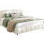 Très grand lit tapissier beige Boucle, tête de lit arrondie de 85,44 po et lit plateforme moelleux, taille, forme incurvée, 86,03 lb, support de sommeil stable
