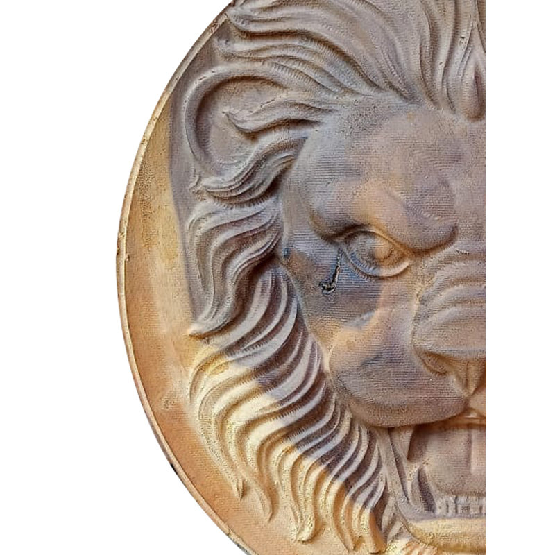  Tête de lion en bois de 4 po avec magnifique sculpture | Décoration en bois faite à la main