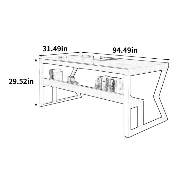 Bureau élégant et tendance, H 29,52 po x l 94,49 po x P 31,49 po