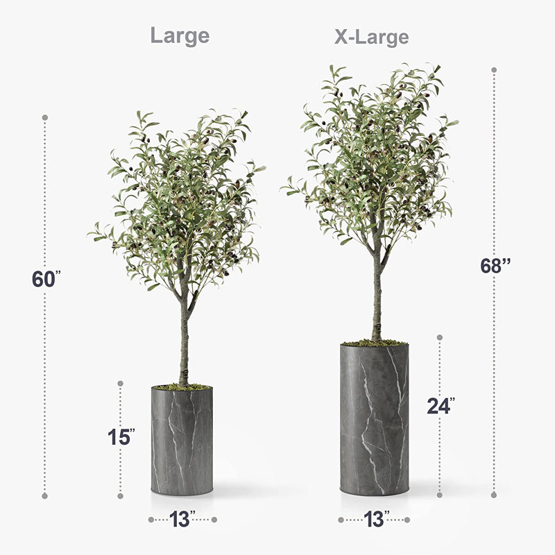 Faux Olive Tree Plant in Planter, 60" H x 13" W x 13" D