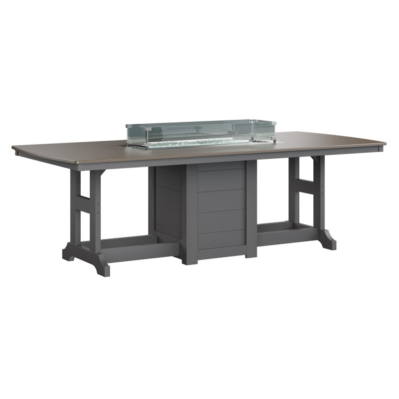 Berlin Gardens Garden Classic 72″ Fire Pit Dining Table, Hammered Top Bronze with Smoke Grey Base, 31" H x 44" W x 96" D