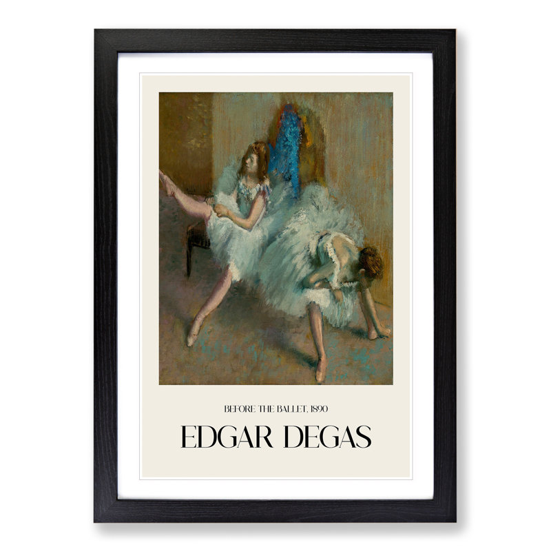 Before the Ballet by Edgar Degas - Picture Frame Graphic Art, 36cm H x 27cm W x 2cm D, Black Framed