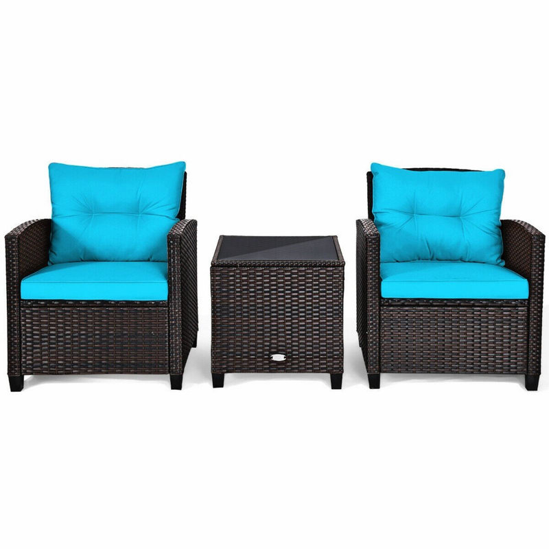 Ensemble de table basse 3 pièces, Turquoise