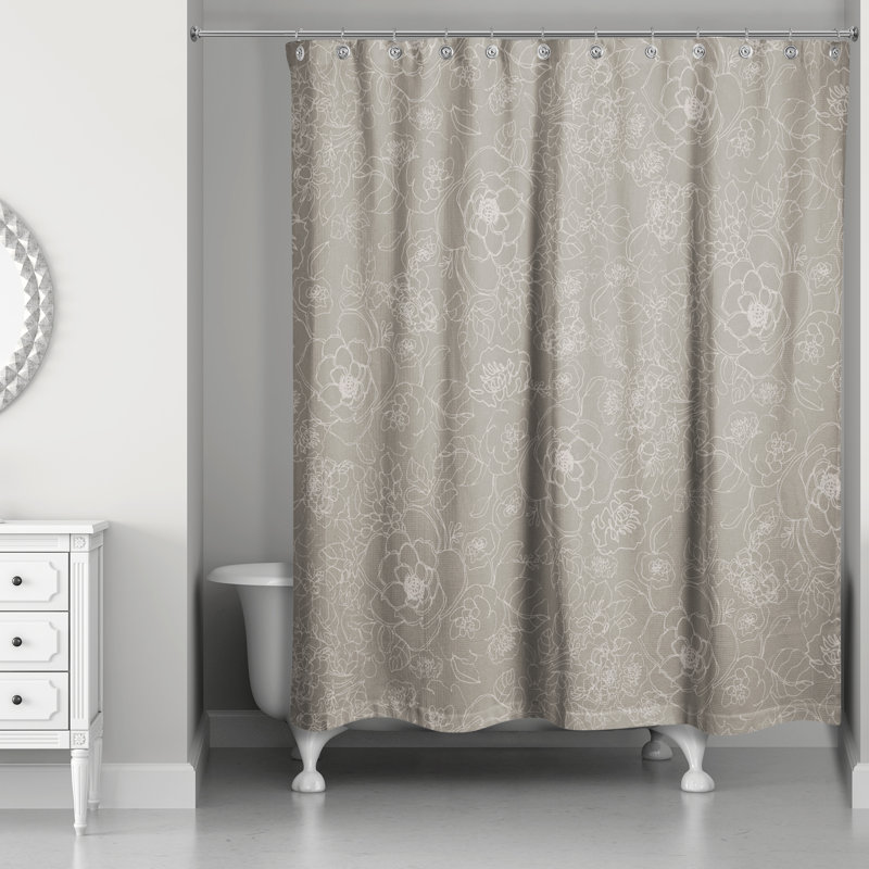 Dannesha Floral Shower Curtain, Brown