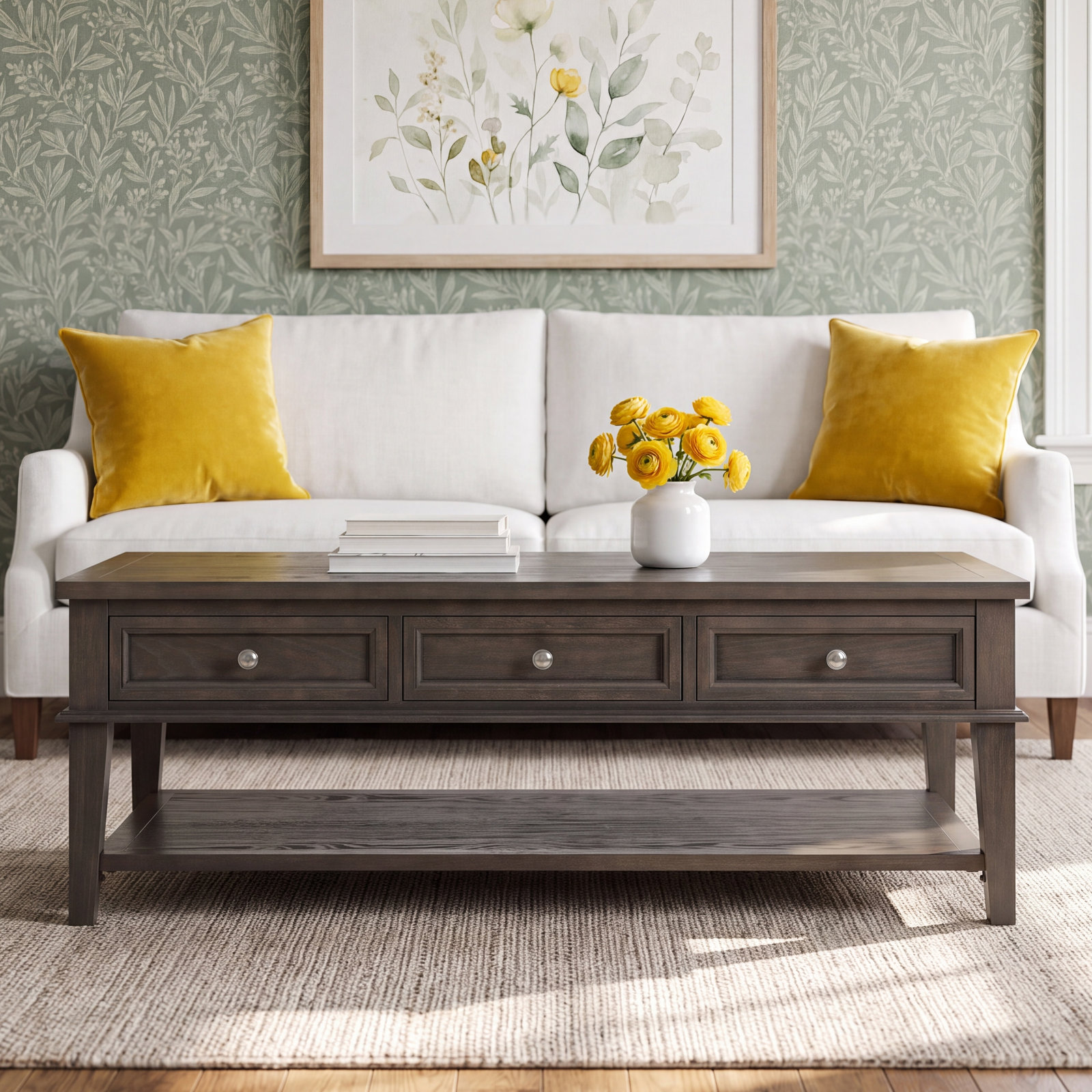 Single Coffee Table with Storage, Ash Gray
