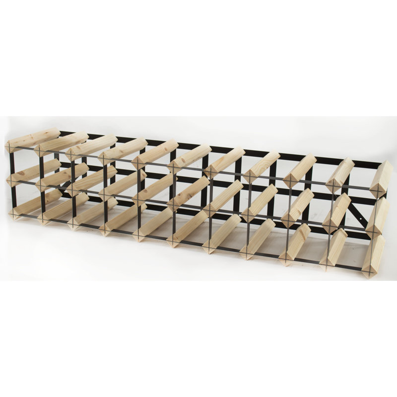 Felica 30 Bottle Floor Wine Bottle Rack, Natural Pine / Black Steel