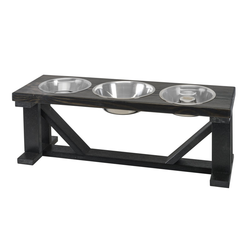 Mangeoire surélevée pour animaux de compagnie 3 bols, 12 po, Noir / gris