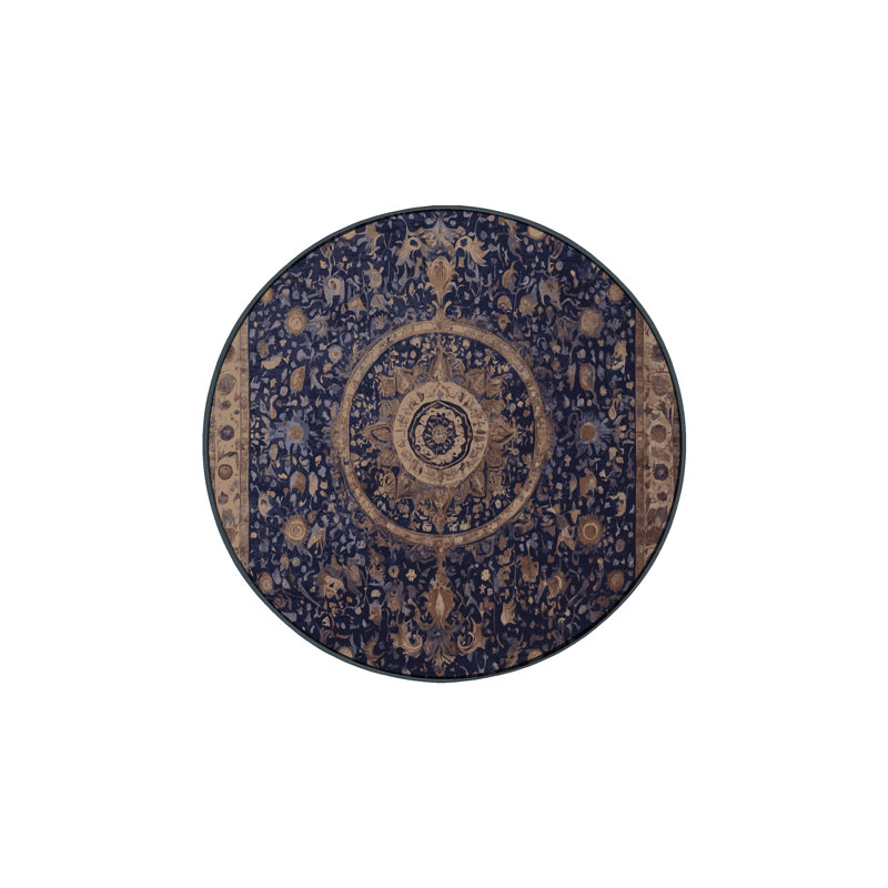 Machine Washable Black Area Rug, Round 3'