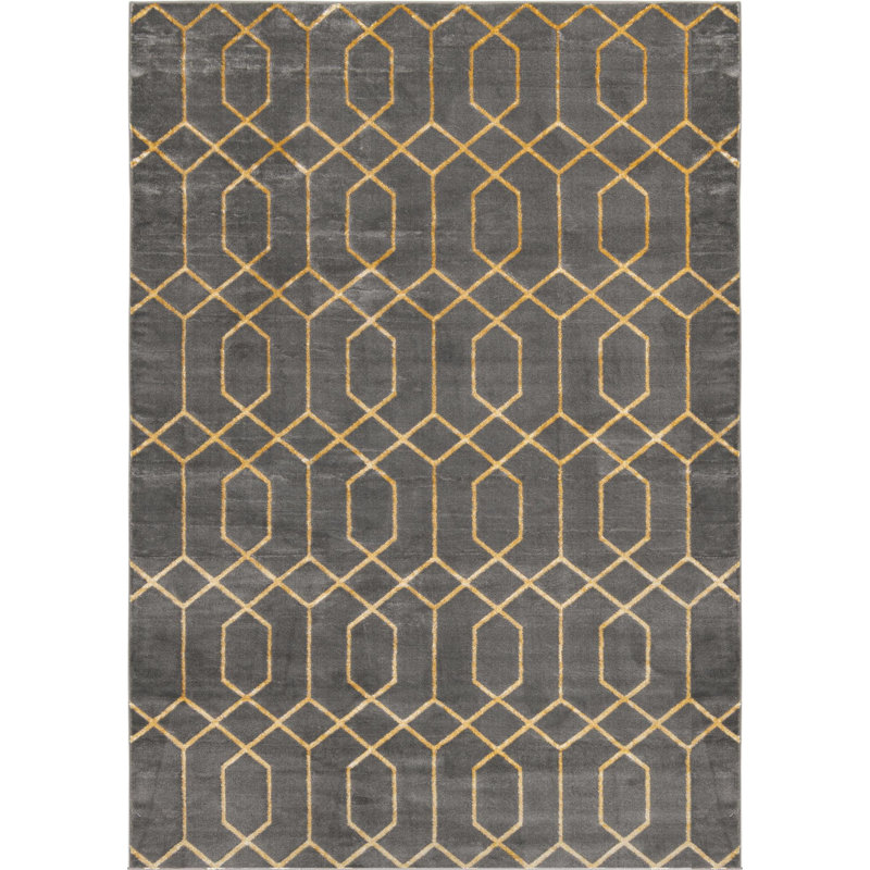Glam Gray/Gold Area Rug, Rectangle 7'1" x 10'