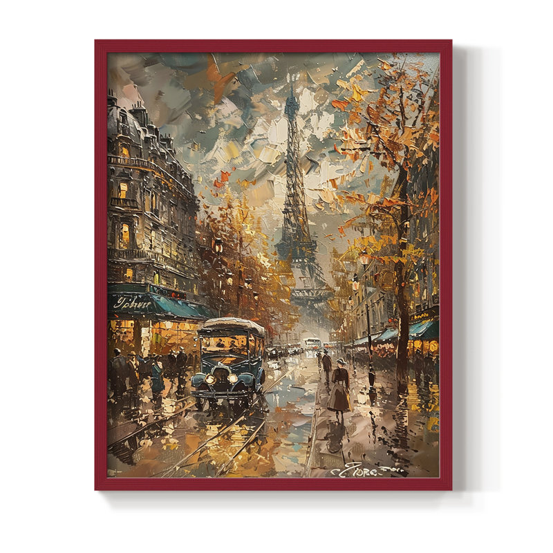 LANDSCAPES Series CCCLVII Framed Print - Solid Wood, Red, 30" H x 24" W