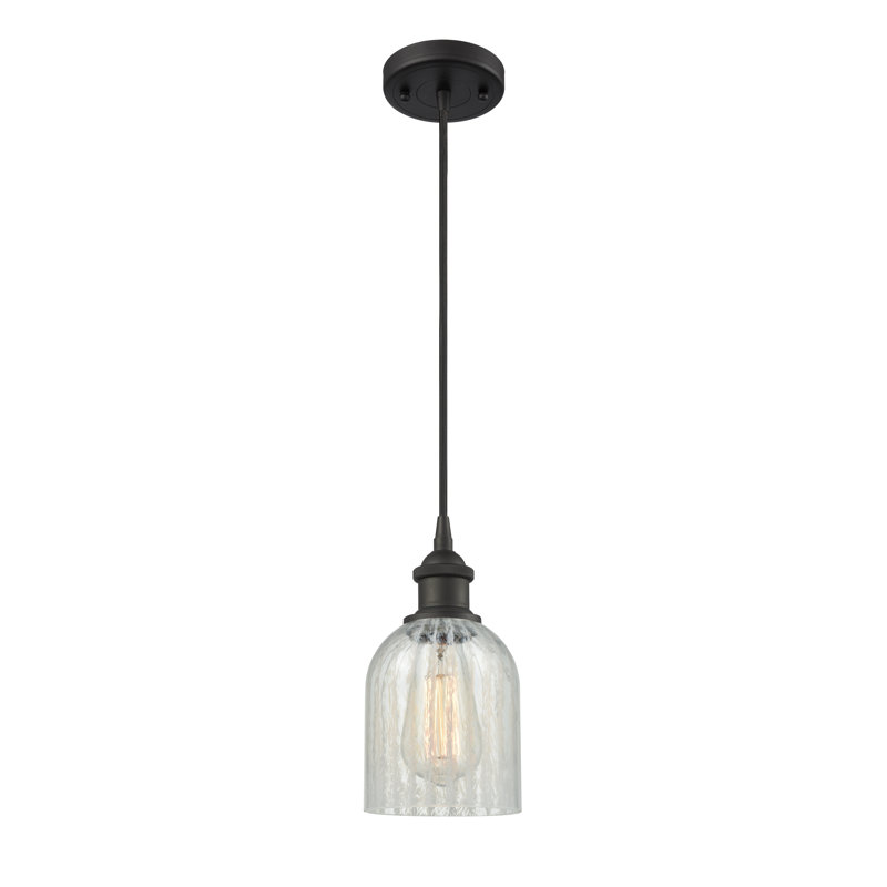 Luminaire suspendu en forme de cloche à 1 lumière Odele, Mouchette, Ampoule non incluse, Bronze huilé