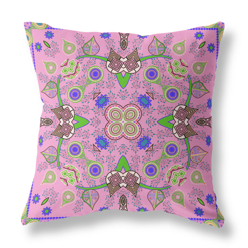 Housse et insert de coussin décoratif en polyester pour l'intérieur et l'extérieur, 18 po x 18 po, Rose / Bleu / Vert