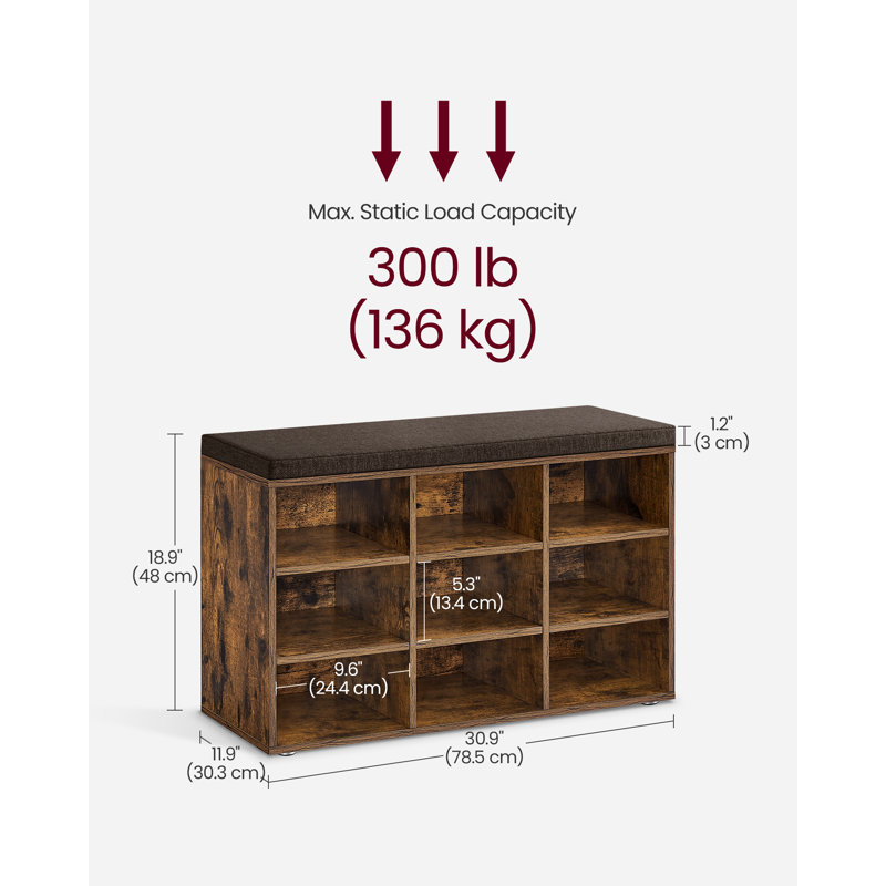 Arye 9 -Shelf Storage Cabinet, Rustic Brown