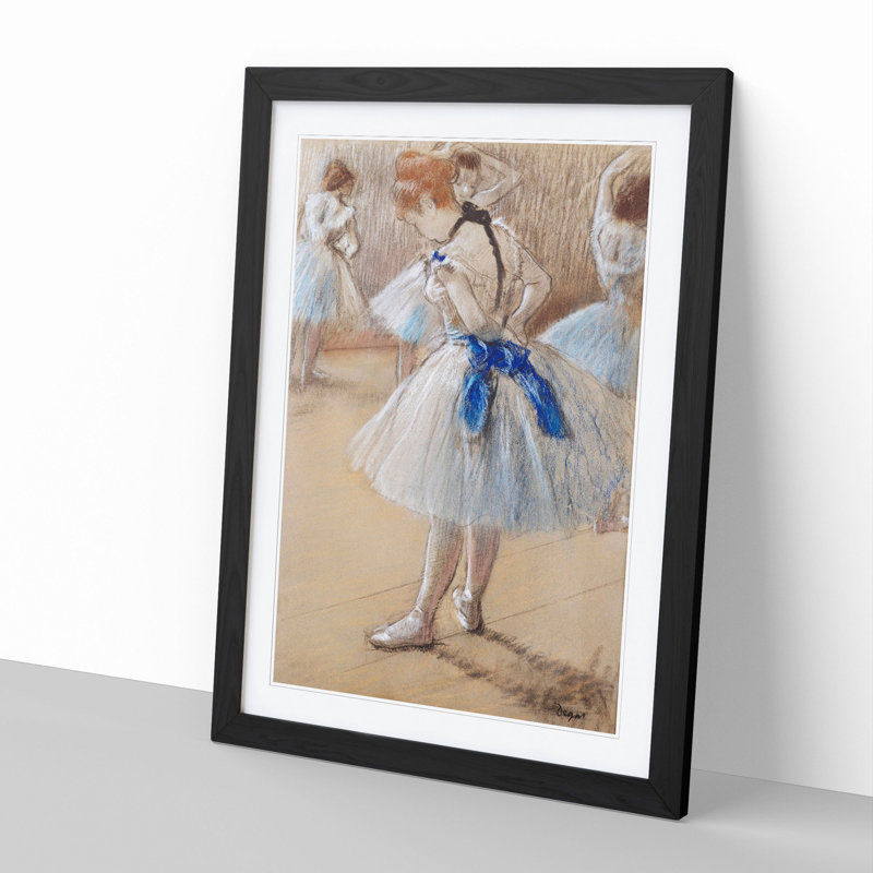 Ballet Ballerina Dancer by Edgar Degas - Picture Frame Painting on MDF, 48cm H x 36cm W x 2cm D, Black Framed