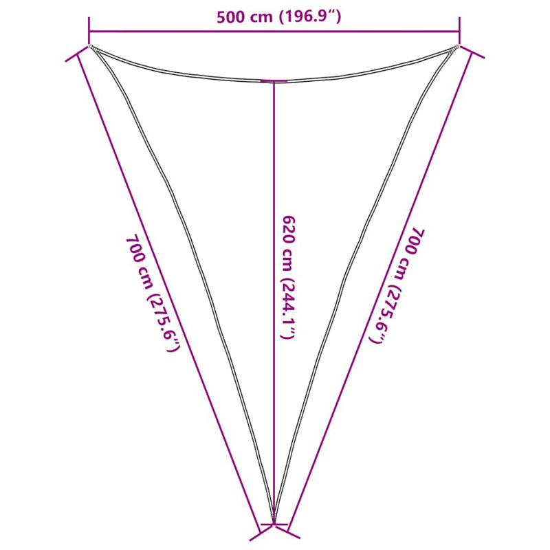 Arrya 7m x 7m x 5m Triangle Shade Sail