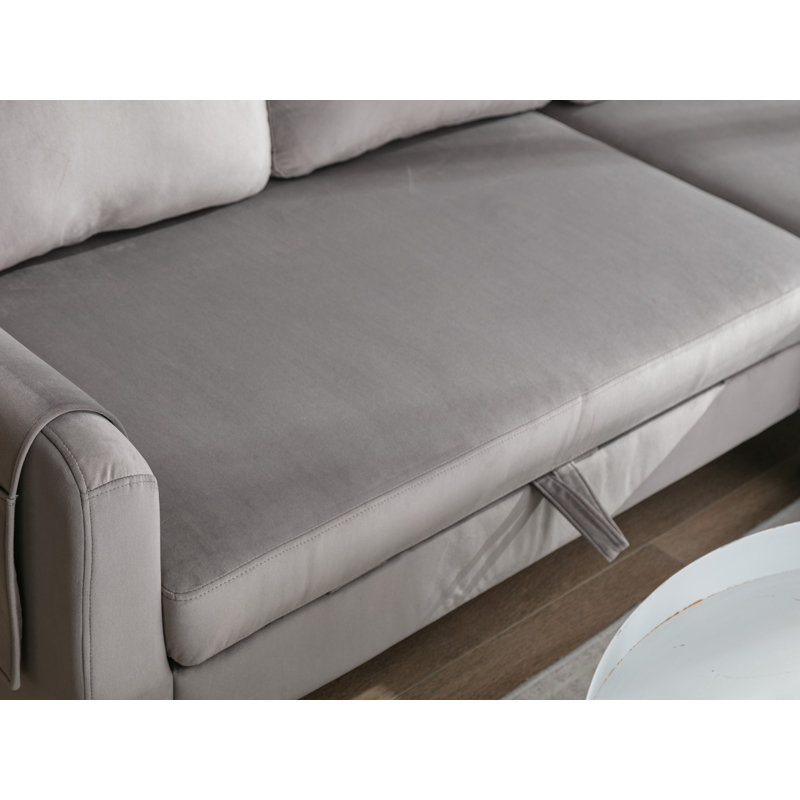ALL-VV-1568SO-URE-OO15 Upholstered L-Shaped Sectional Right Hand Facing, Gray Polyester Blend