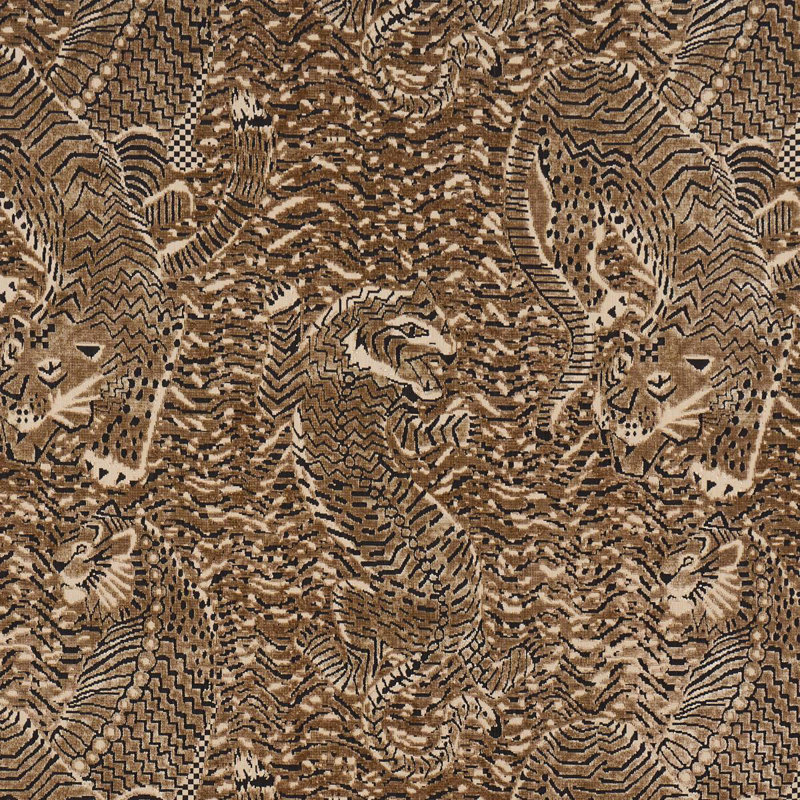 Tigress Velvet Fabric, Tan