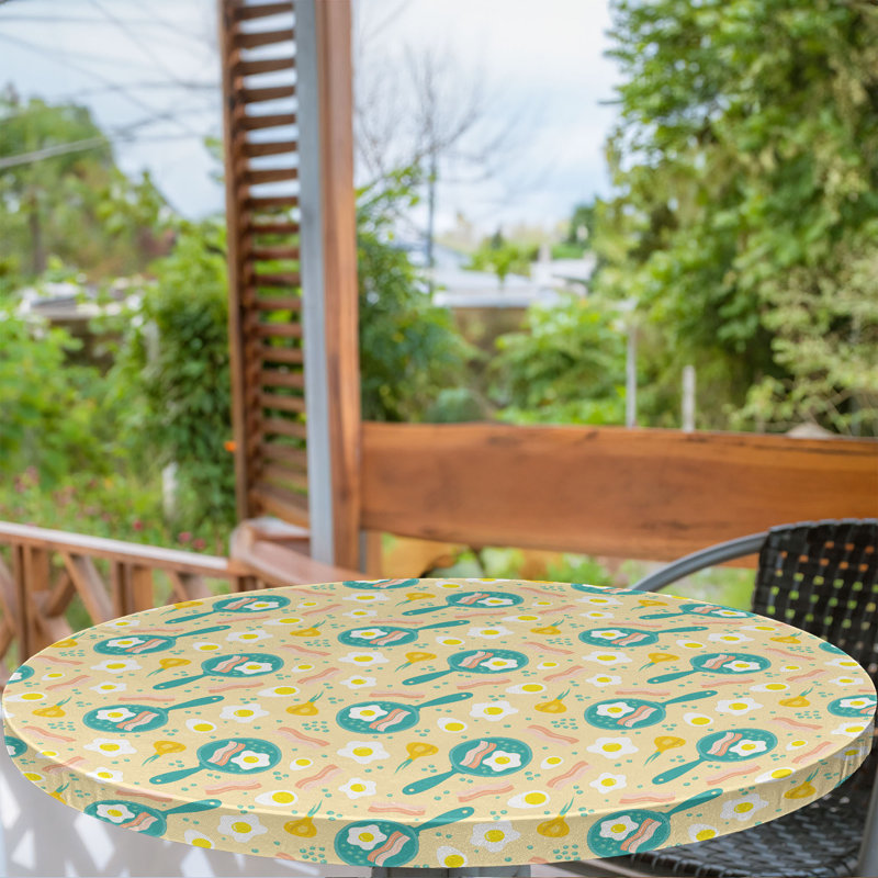 Winston Porter Bacon Fitted Round Tablecloth Diameter Multicolor