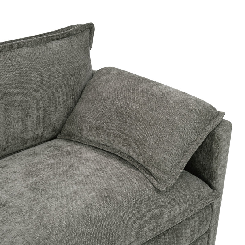 Canapé en forme de L de 107 pouces avec texture en velours de coton et lin, canapé d'angle avec fonction de rangement sur le côté, idéal pour le salon, le bureau et un espace spacieux, 3 sièges peuvent être allongés