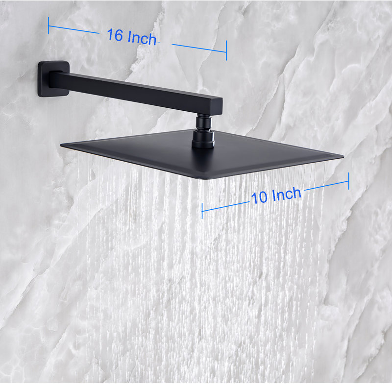 Système de douche complet avec valve brute, Noir mat