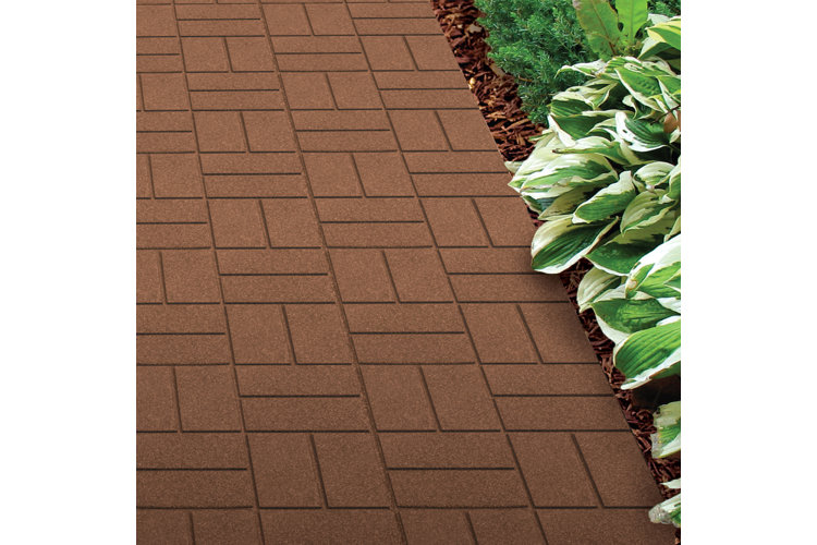 brown square face brick paver patio
