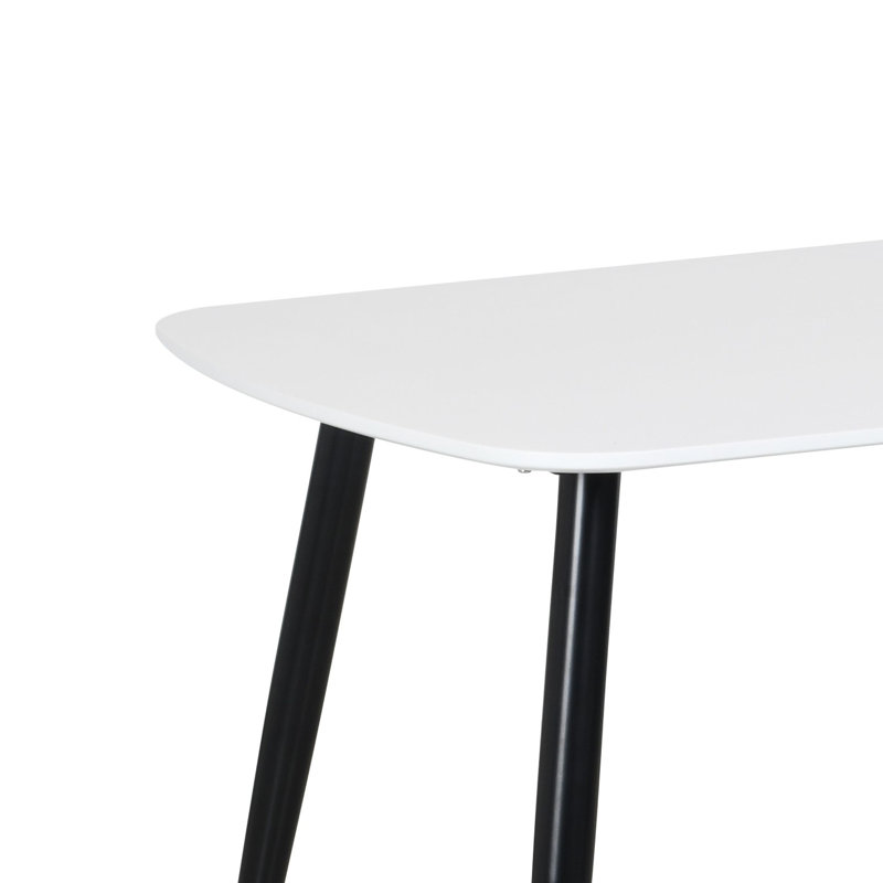 Aspen Rectangular Dining Table with 4 Diamond Stitch Upholstered Fabric Chairs - Modern Dining Set, White, Grey