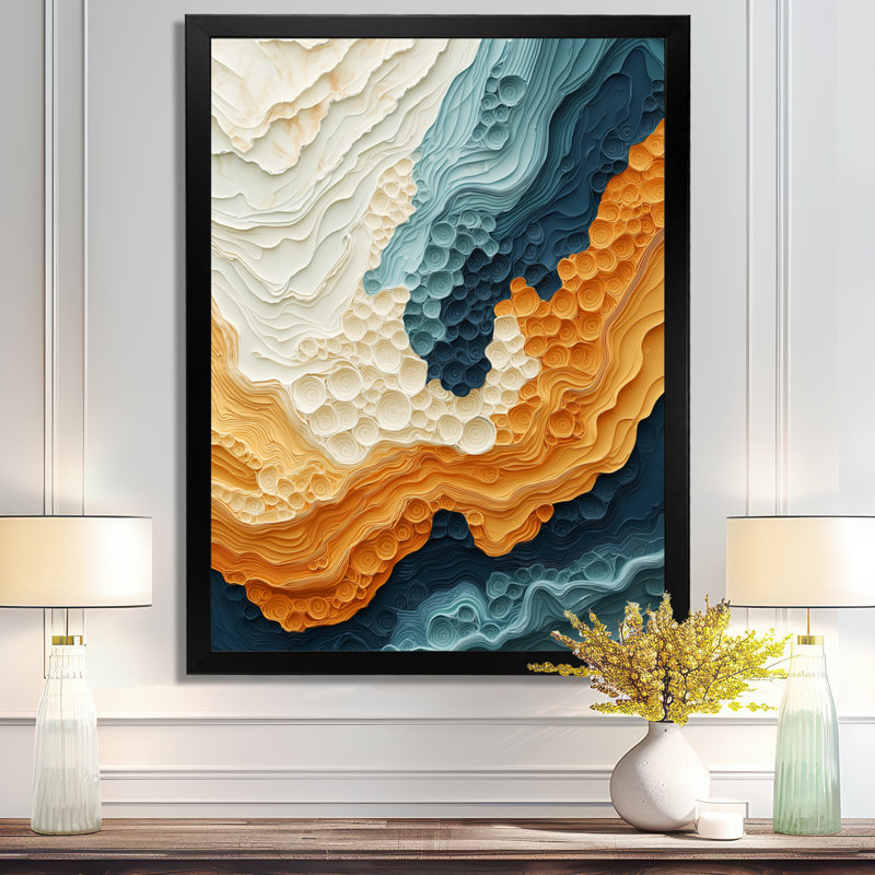 Olivea - Abstract Canvas Wall Art, Black, 20" H x 12" W, Single Picture Framed Print
