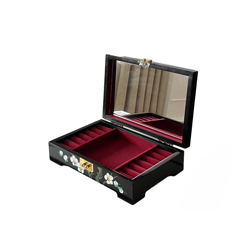 Hand Painted Oriental Blossom Jewellery Box