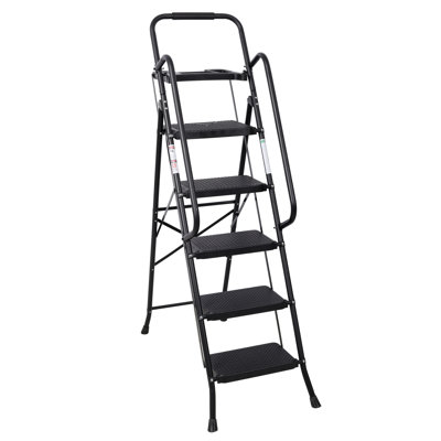 5-Step Folding Step Ladder with Wide Anti-Slip Pedals and Steel Frame