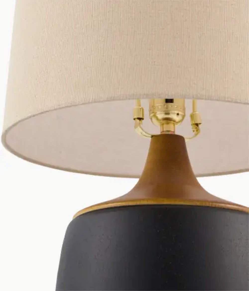 Ceramic Table Lamp, Black, Beige