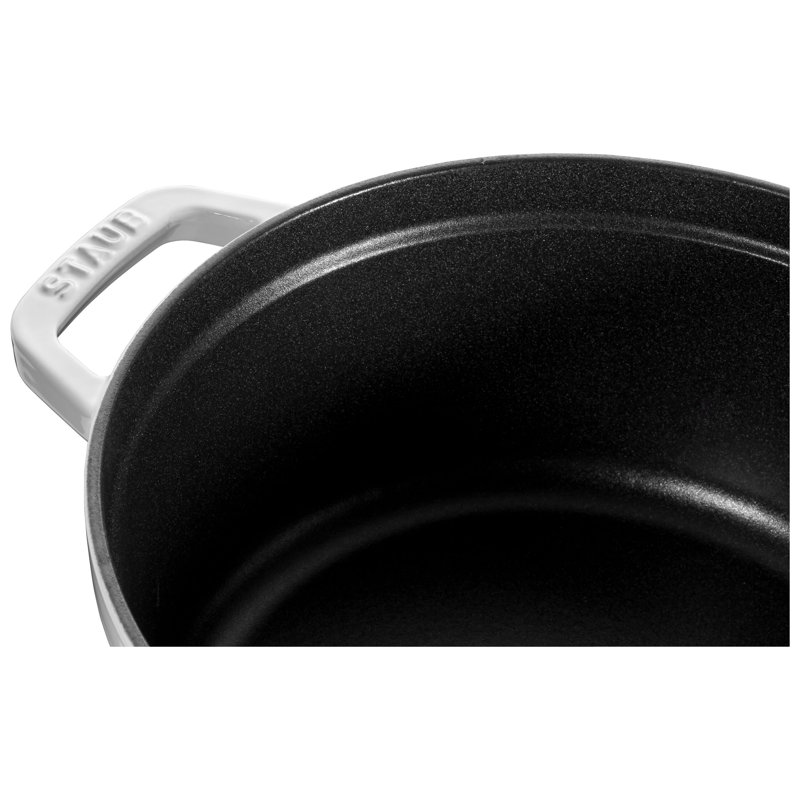 La Cocotte Cast Iron Round Cocotte, 5.5 quarts, White