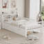 Lit simple avec support de tête de lit, deux tiroirs sous le lit et trois barrières de sécurité, blanc, aucun lit pour enfant requis-1894063750