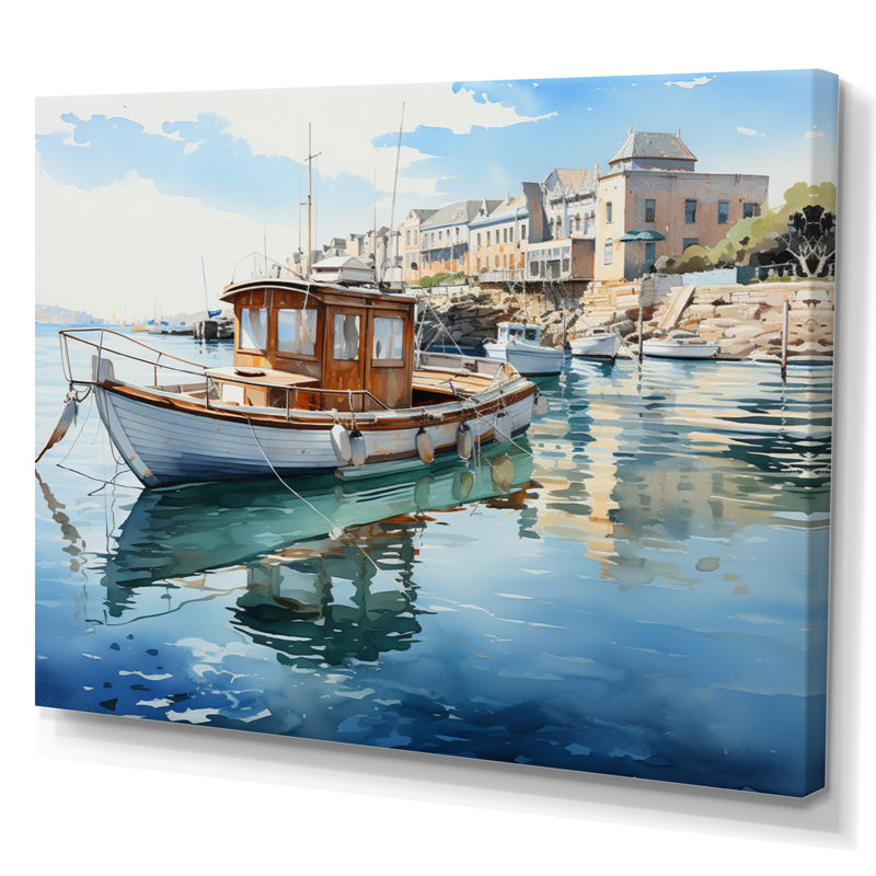 «Port Harbor Reflections», reproduction sur toile, H 24 po x l 32 po x P 1 po, Toile tendue