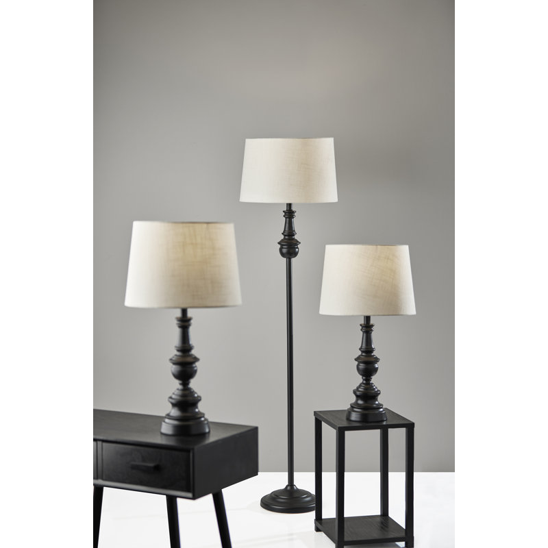 Chiu 60'' Black Column Floor Lamp, White