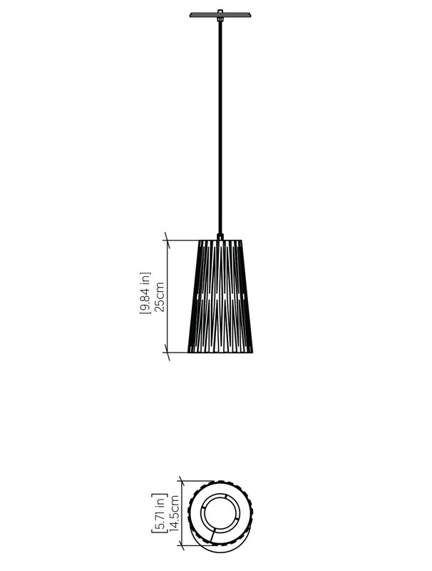1 - Light Pendant, 9.75" H x 5.66" W x 5.66" D, Maple