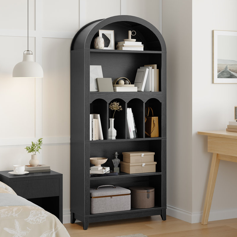 70.9"H Arched Bookshelf 5-Tier Arch Bookcase Storage Display Cabinet