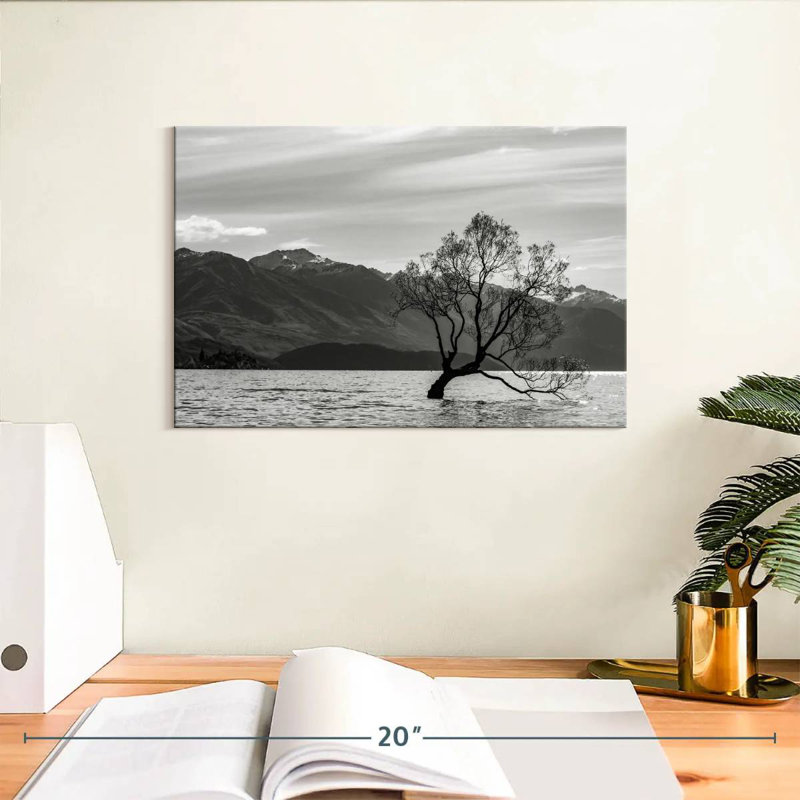 Arbre Harnek monochromatique Wanaka Lake, H 8 po x l 12 po
